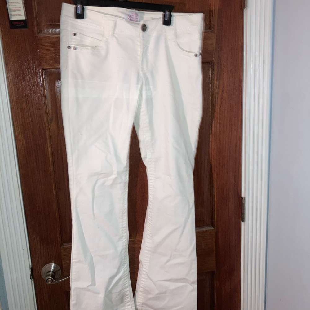 Candies White Bell Bottom Jean w embroidered back